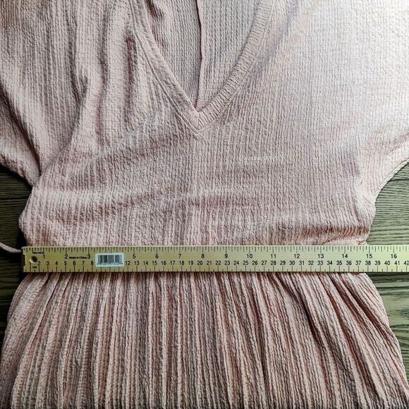 NEW ASOS Dress 8 Tall‎ Dusty Pink Textured Knit Short Sleeve V-Neck Pleated Midi - Picture 12 of 13